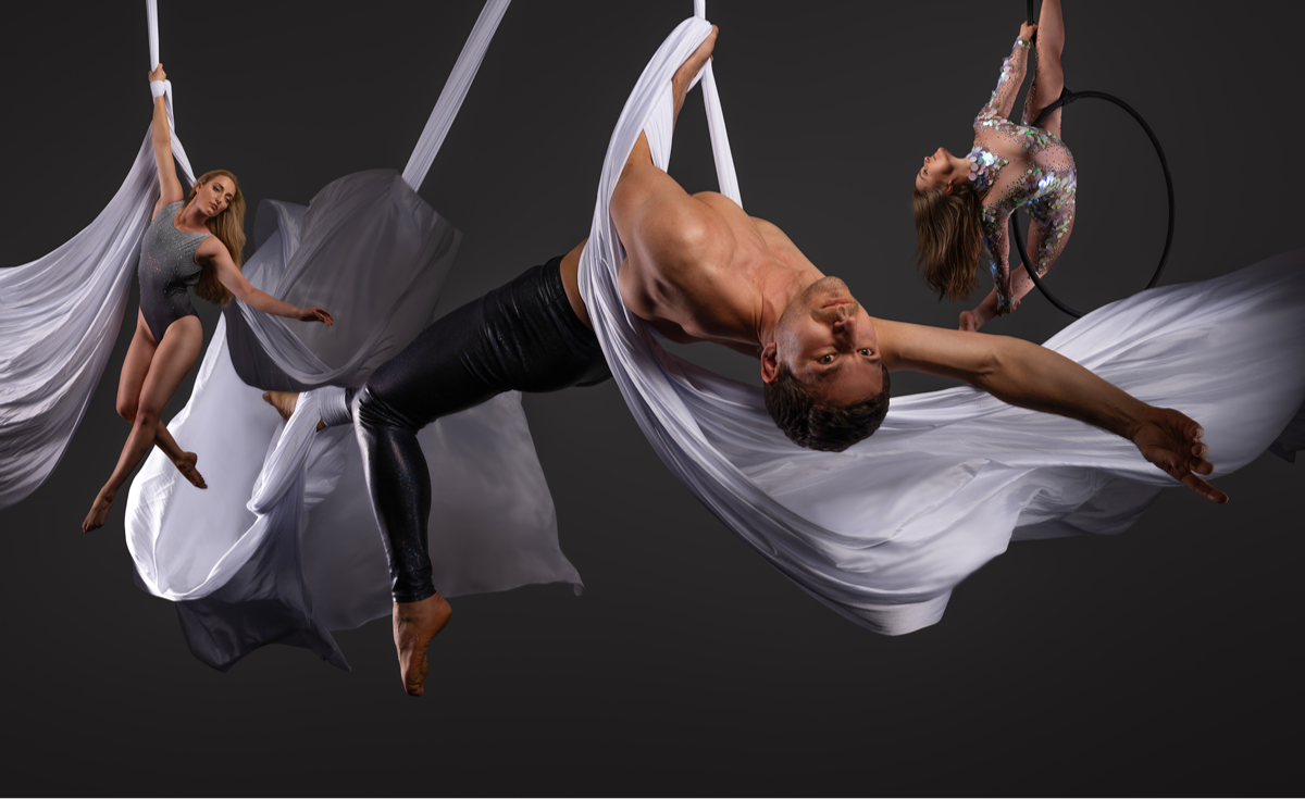Leitung der Stonebite Studios am Vertikaltuch und am Aerial Hoop
